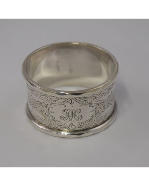 Edwardian, Antique, English, Sterling Silver Napkin Ring Engraved 