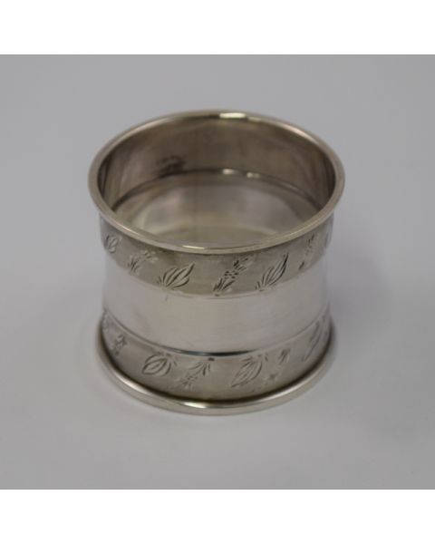 Sterling Silver Napkin Ring With Flower Band 