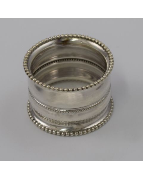 Sterling Silver Napkin Ring #94 With Beaded Border 