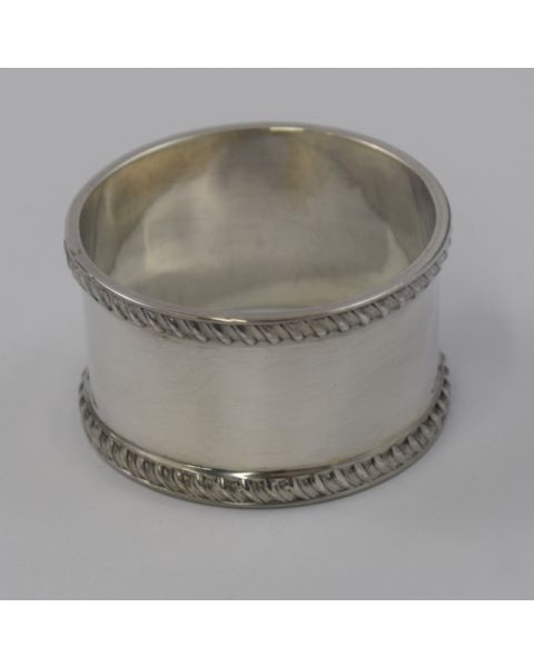 Sterling Silver English Napkin Ring with Gadroon Border Hallmark Worn 