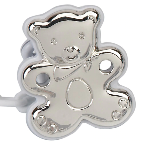 \'Teddy Bear\' Sterling Silver Baby Pacifier Clip