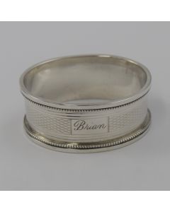 Antique English Sterling Silver Oval Napkin Ring Engraved "Brian" by John Rose , Birmingham, 1954