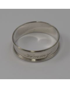 Vintage Round Narrow Sterling Silver Napkin Ring #506 by Lunt Engraved "Tommy" 