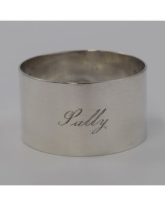 Antique English Sterling Silver Napkin Ring Engraved "Sally" by Alexander Clark Co. Ltd. , Birmingham, 1920