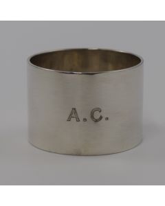 Antique English Sterling Silver Napkin Ring Engraved "A.C." by Nathan & Hayes , Birmingham, 1890