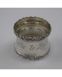 Antique Sterling Silver Napkin Ring #97 by Watrous Engraved "Mollie to Sylvan" 
