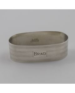 Vintage Oblong Sterling Silver Napkin Ring by Judith Silver Co. Engraved "Brad" 